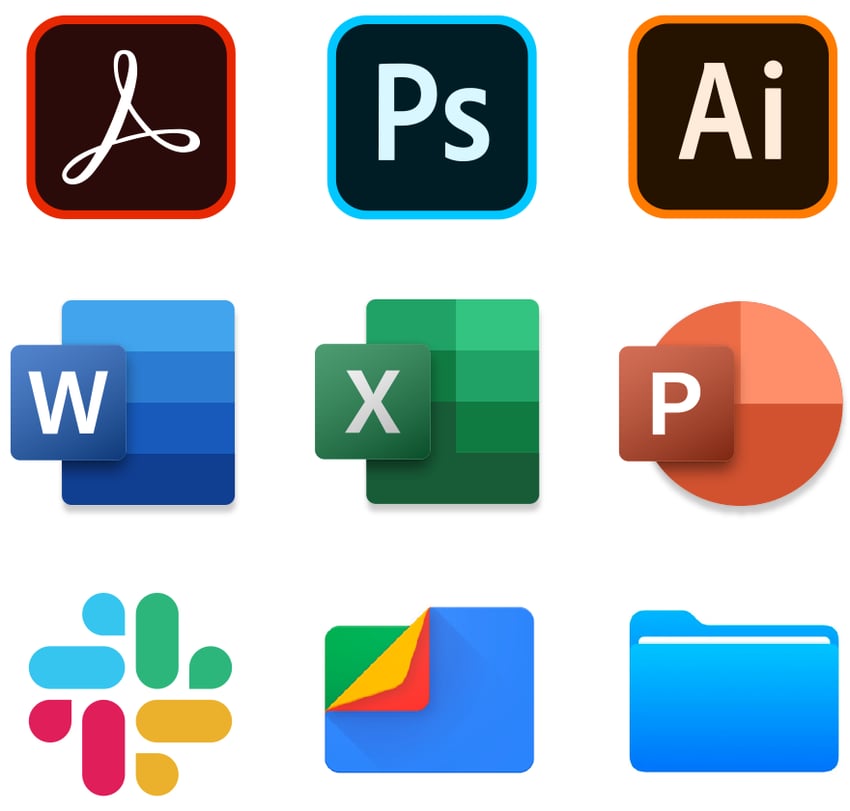 Integrations for Microsoft Office 365, Slack, Adobe, iOS Files App, Android Files App, Windows File Explorer, Mac Finder